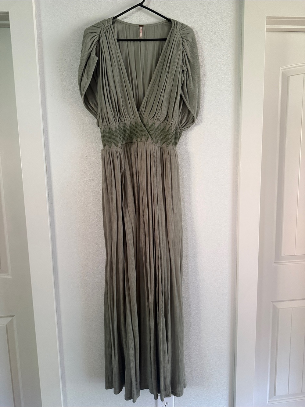 Free People Devon Pleated Maxi Dress with Smocked Waist